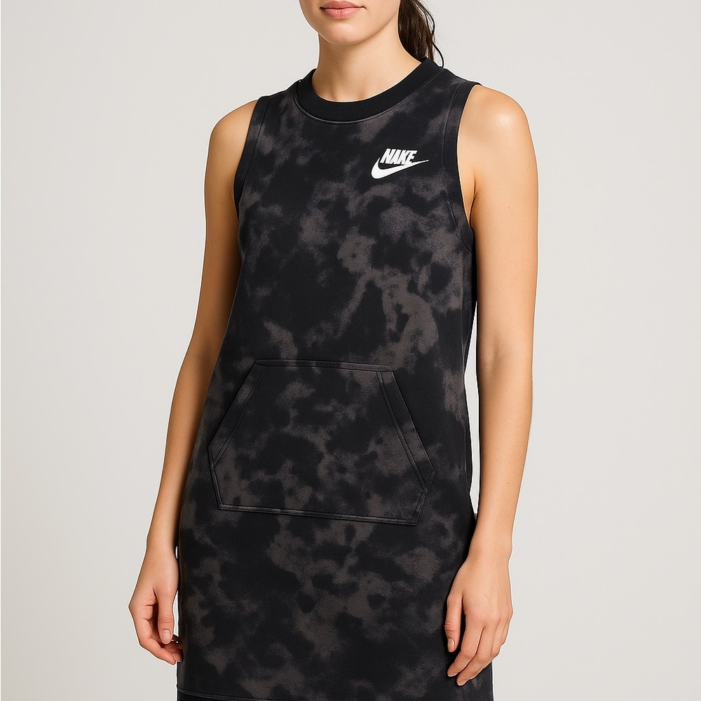 Nike Women’s Tie-Dye Sleeveless Sweatshirt Dress - Black/Grey, Size S